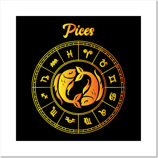 Pisces  Zodiac Horoscope Astrology Birthday Wall Art by SpruchBastler